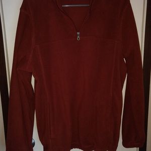Fleece Quarter Zip Pullover.  Rust color.